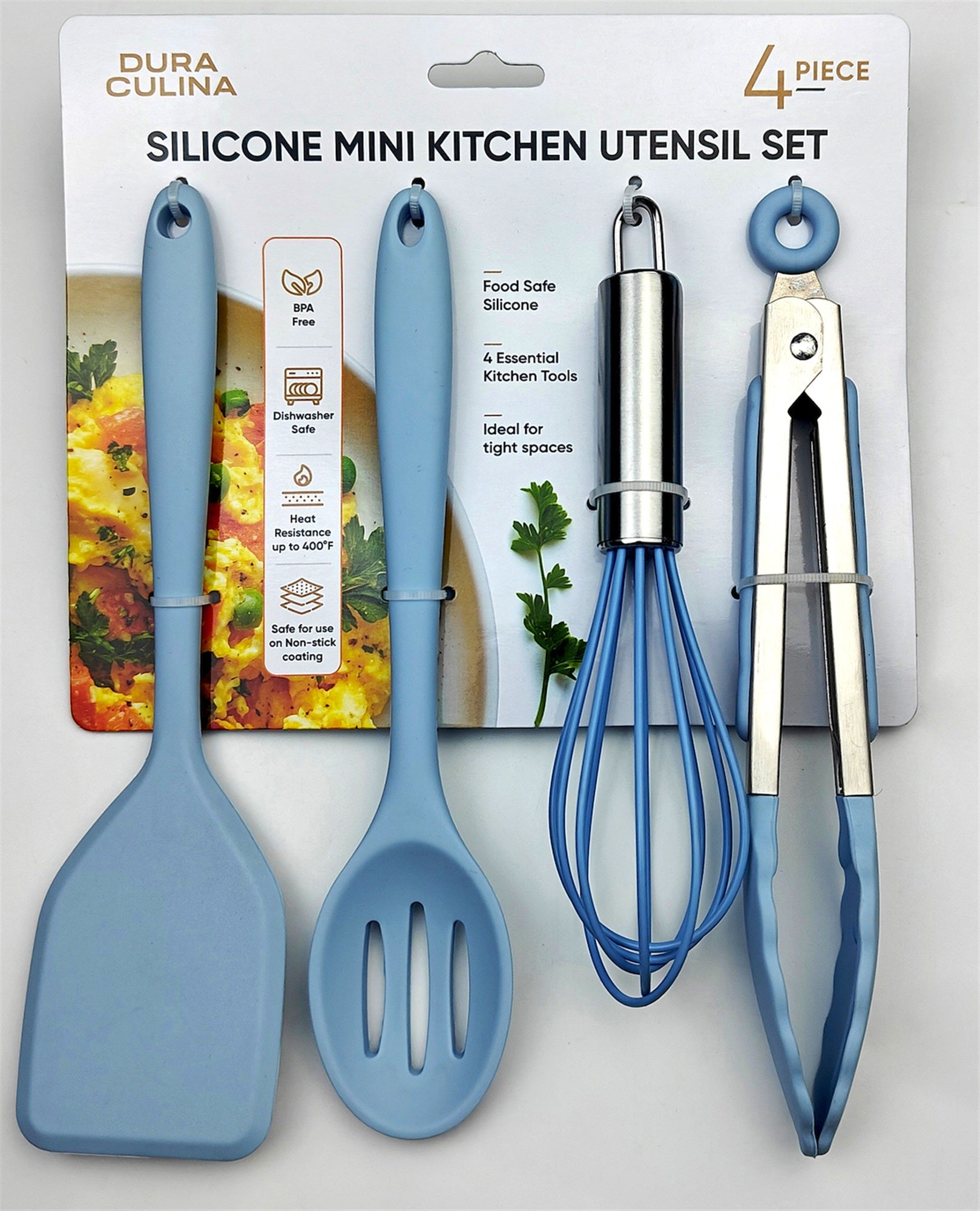 4-Piece Baby Blue Mini Silicone Tool Set – Versatile, Non-Stick, and Stylish