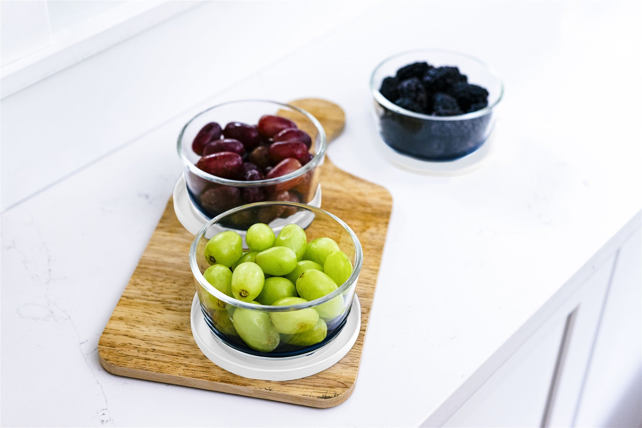 Glass Food Storage Containers - 12 Piece 2 Cup Set (6 Containers + 6 Lids), White