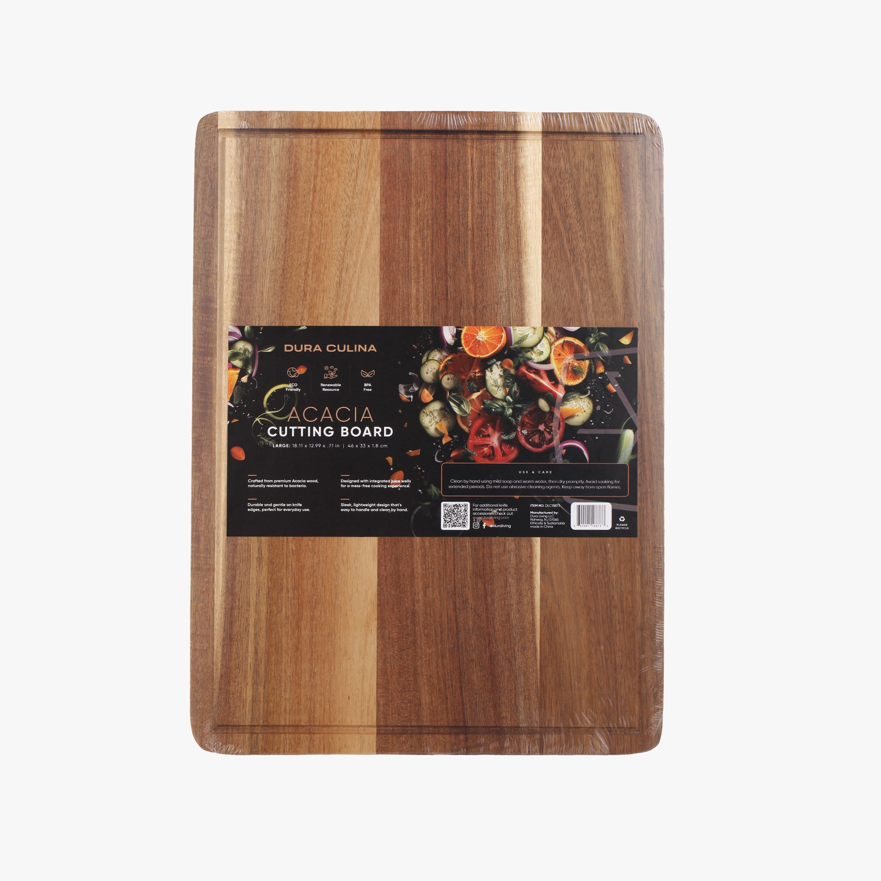 Acacia Wood Cutting Board: Large – (18.11” x 13”) Durable, Eco-Friendly Chopping Board